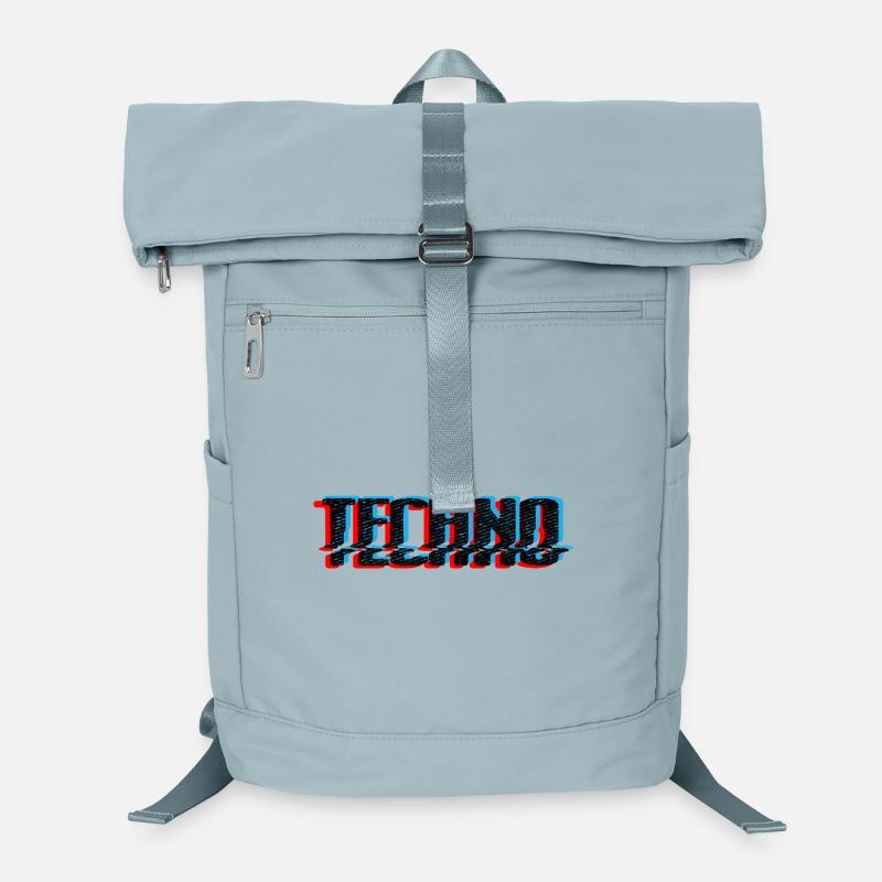 Techno Blue Neon Overprint Typografie Laptop-Rucksack 
