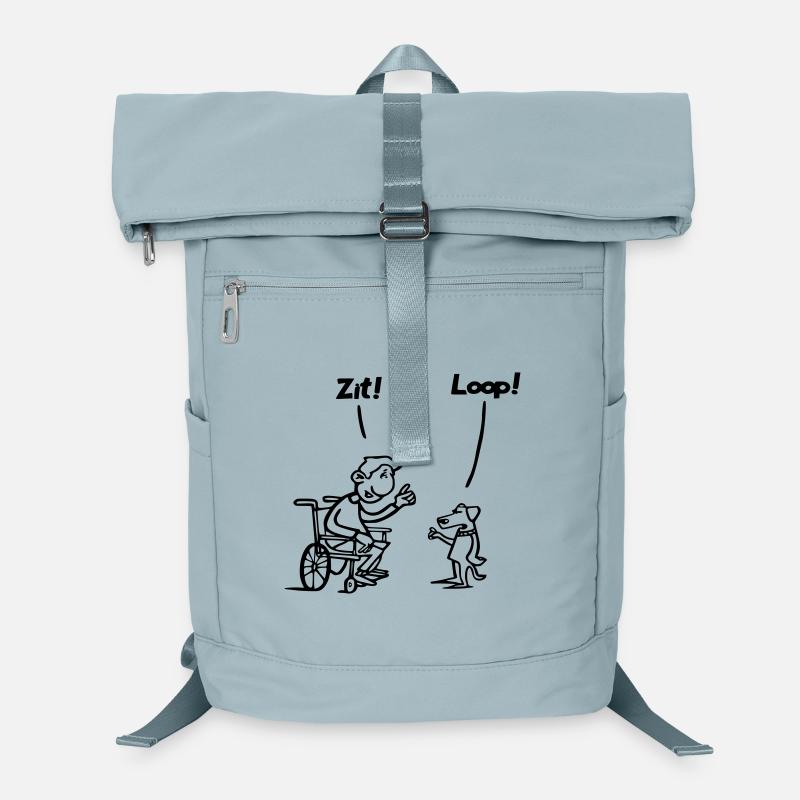 Setzen Sie sich und gehen Sie. Rollstuhlfahrer vs. Hundehumor * Laptop-Rucksack 