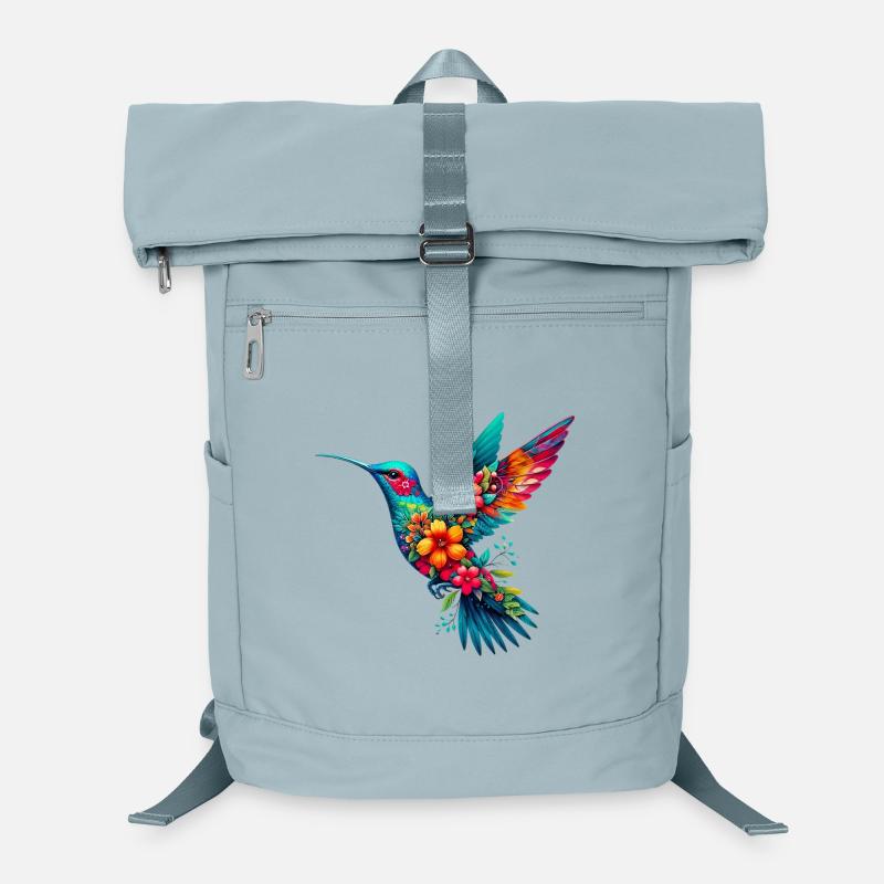Colibri décoré de fleurs Sac à dos ordinateur