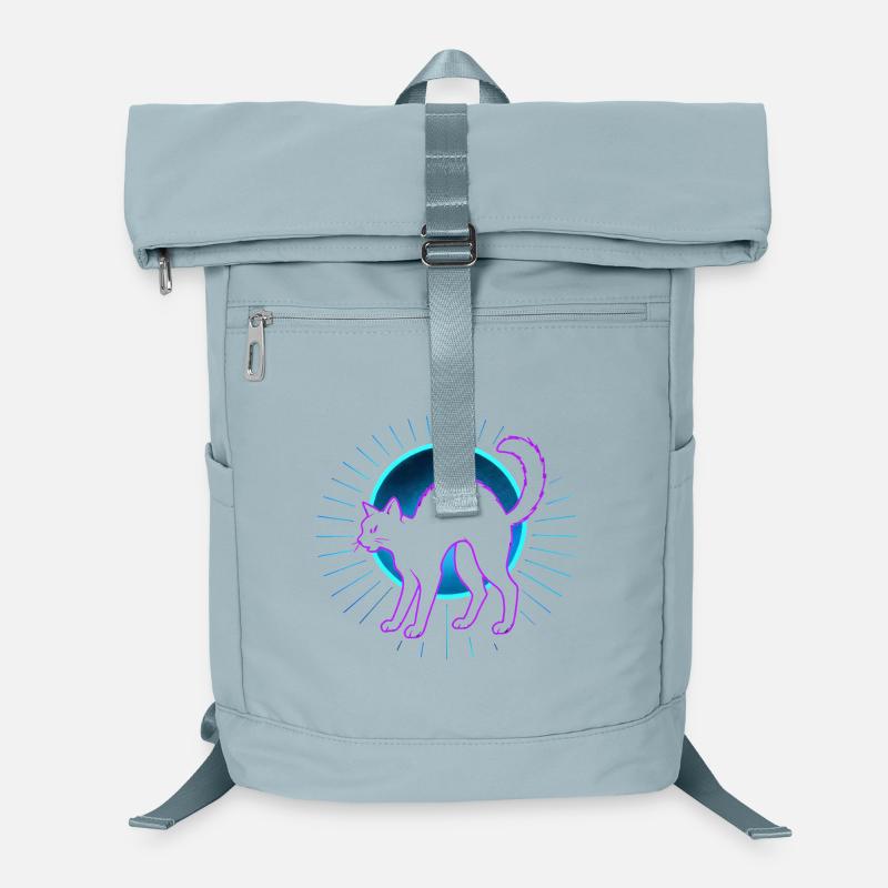Neon Cat on Lunar Circle Laptop Backpack