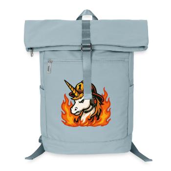 Flammender Einhorn-Feuerwehrmann - Laptop-Rucksack  - Eisblau - Vorne