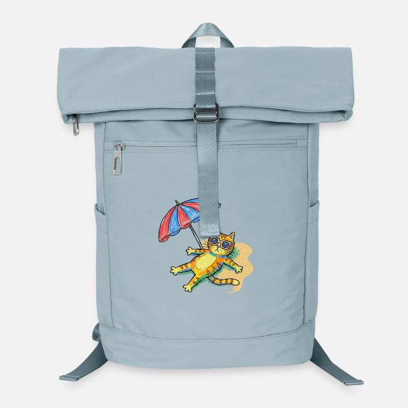 Colorful beach cat with parasol Laptop Backpack