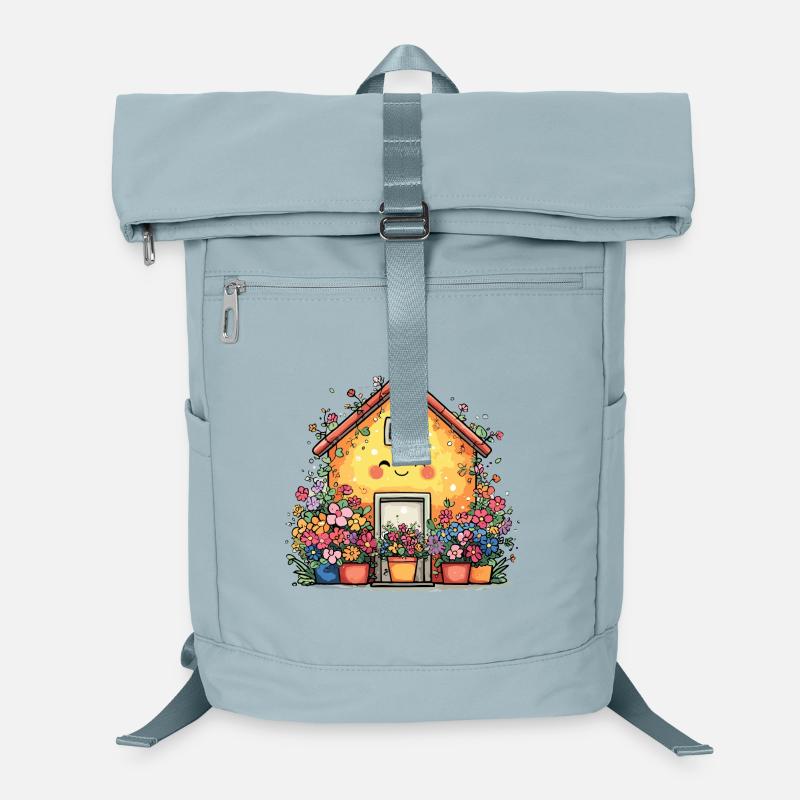 Maison fleurie cosy Sac à dos ordinateur