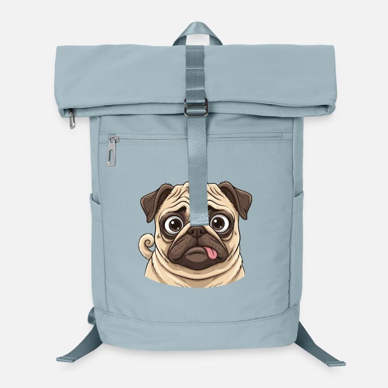Cuddly Pug Cartoon Face Laptop Backpack