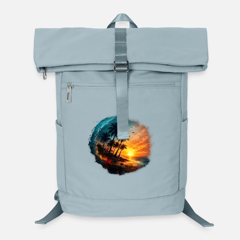 Coucher soleil palmier plage Sac à dos ordinateur