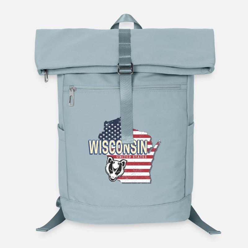 Wisconsin United States Retro Wall Map Laptop Backpack