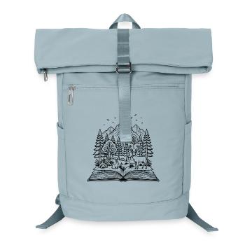 Livre ouvert avec design de forêt, cerf et lapin - Sac à dos ordinateur - bleu glacier - Devant