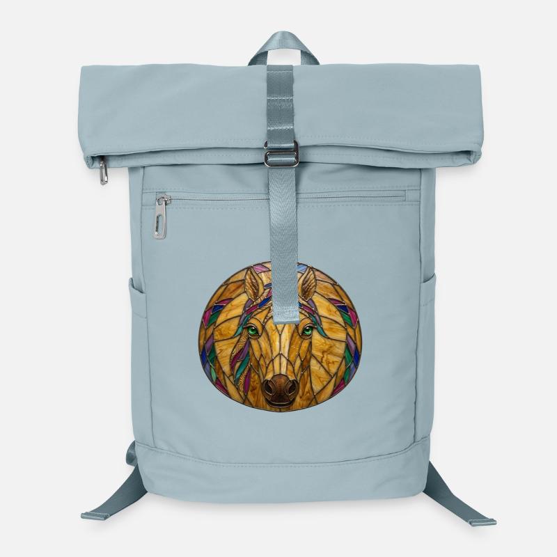 Illustration de la mosaïque de cheval en vitrail - Sac à dos ordinateur - bleu glacier