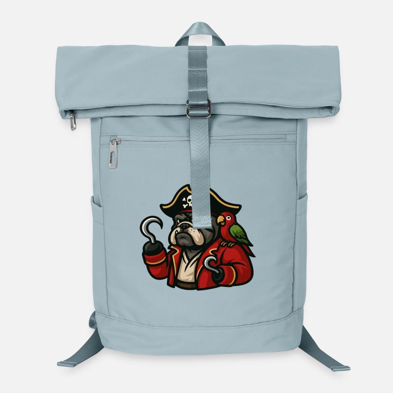 Pirate bouledogue avec perroquet chien drôle dessin animé Sac à dos ordinateur