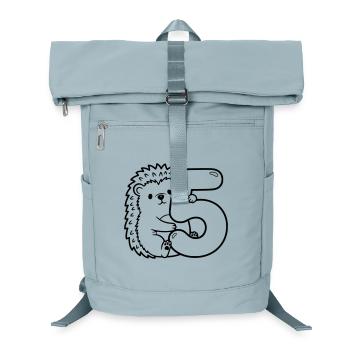 Igel mit Zahl 5 Cartoon Illustration - Laptop-Rucksack  - Eisblau - Vorne