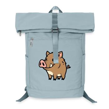 Süßes Wildschwein Comic Glücksbringer - Laptop-Rucksack  - Eisblau - Vorne