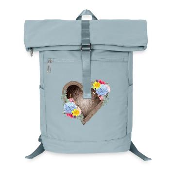 Heart-shaped bird's nest with spring flowers - Laptop Backpack - ice blue - Front