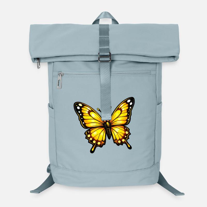 Yellow Orange Butterfly Pattern Laptop Backpack