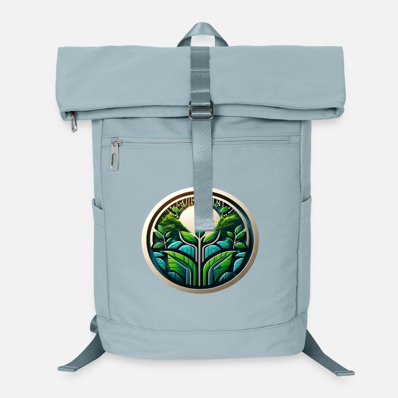 Eco Tech Logo Nature and Digitization Laptop Backpack