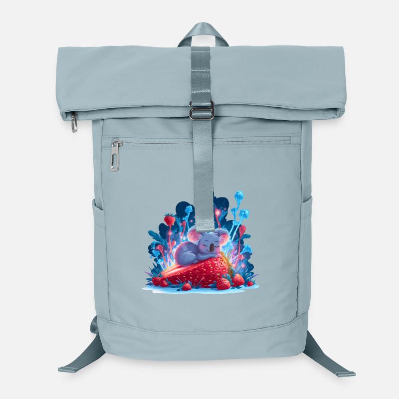 Schlafender Koala auf Erdbeere Neonwald Laptop-Rucksack 
