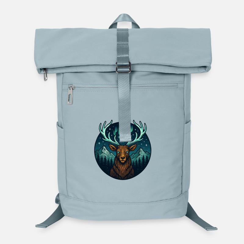 Night Forest Deer with Northern Lights Antlers Laptop Backpack