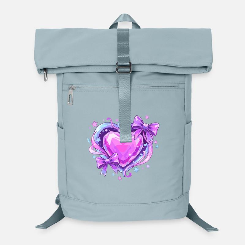 Purple Crystal Heart with Bows Laptop Backpack