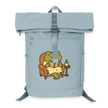 Reading Frog in Armchair – Cozy Evening - Laptop Backpack - ice blue - Front