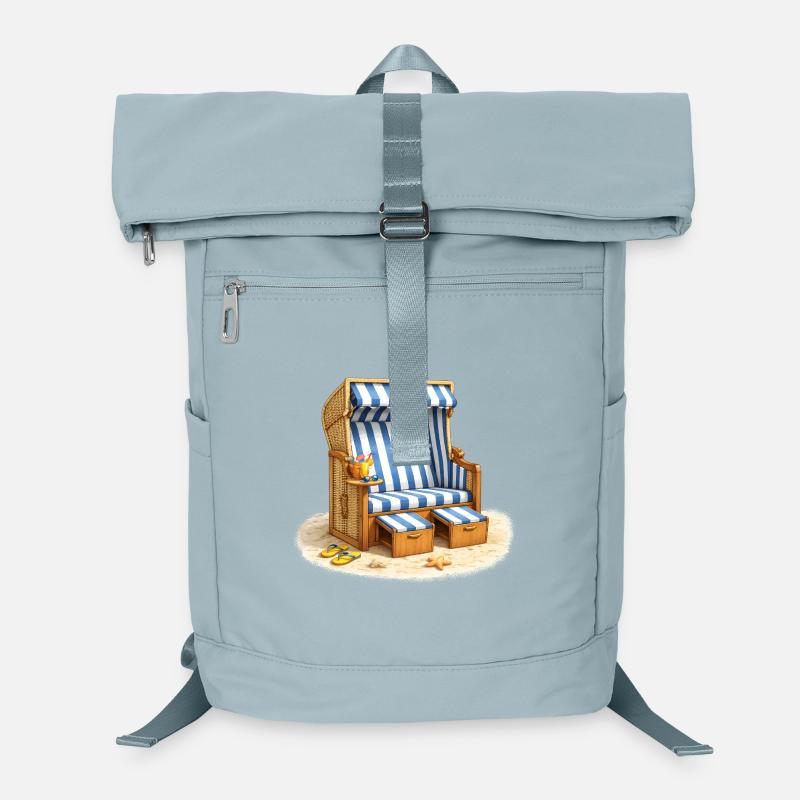 Beach chair in the sand with summer drink Laptop Backpack