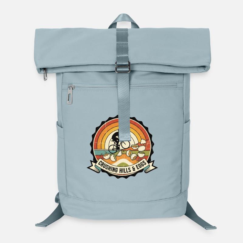 Badge rétro de cyclisme Crushing Hills & Eggs Sac à dos ordinateur