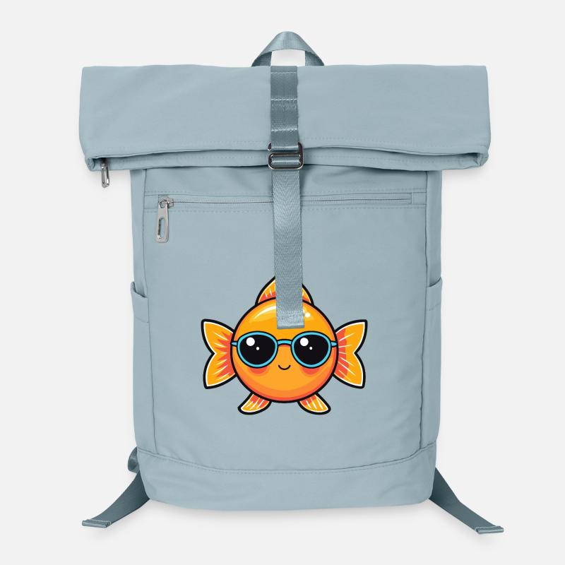 Retro Fisch Blaue Brille Laptop-Rucksack 