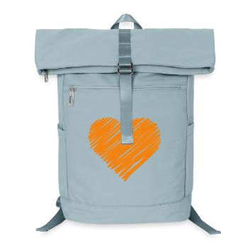 Orange Hand Heart Doodle - Laptop Backpack - ice blue - Front