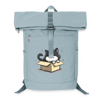 Chat heureux assis dans une boîte en carton vide - Sac à dos ordinateur - bleu glacier - Devant