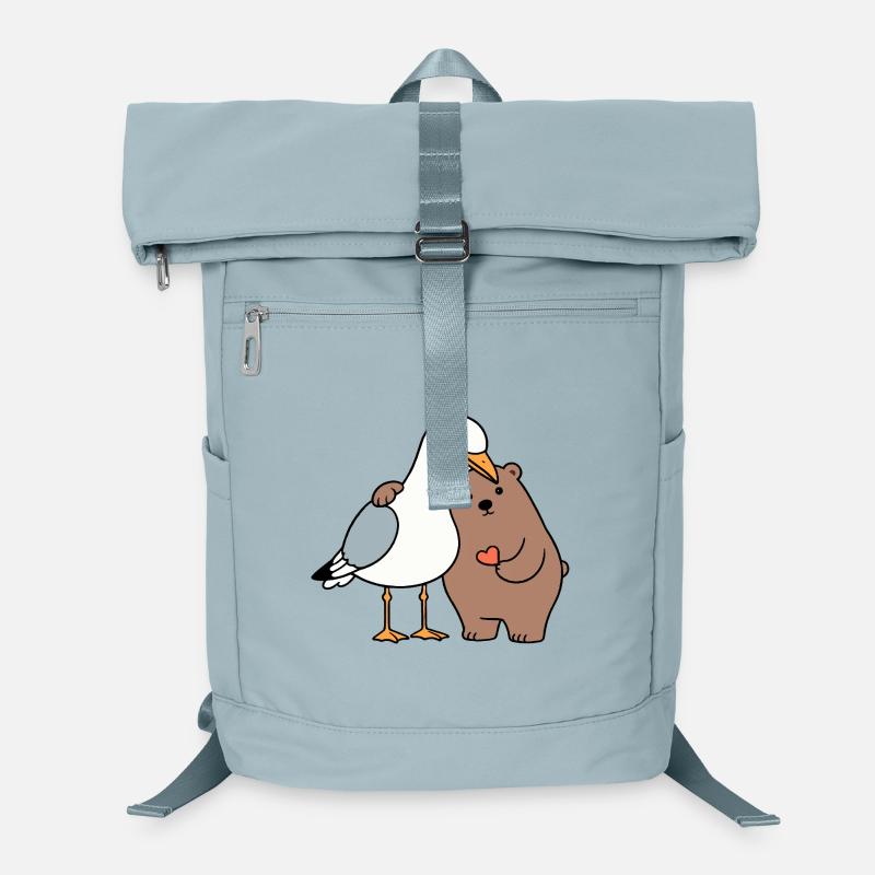 Mer du Nord Mouette Ours Brun Amitié Amour Maigre Sac à dos ordinateur