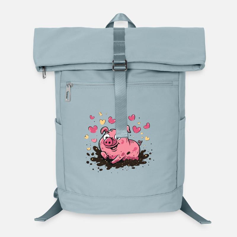 Heart pig in mud with hearts Laptop Backpack