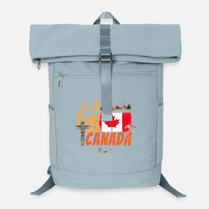 Canada Vintage Flag and Grizzly Bear Souvenir Laptop Backpack