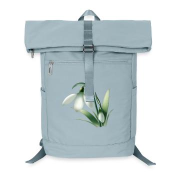 Winteranemone – Weiße Blumengrafik - Laptop-Rucksack  - Eisblau - Vorne