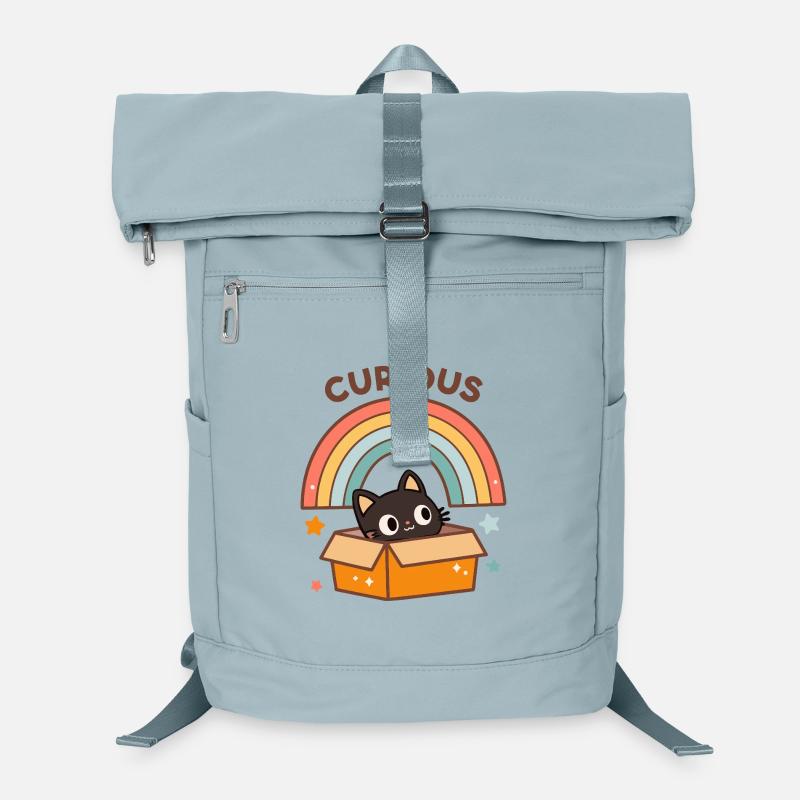 Neugierige Katze in Regenbogenkarton Laptop-Rucksack 