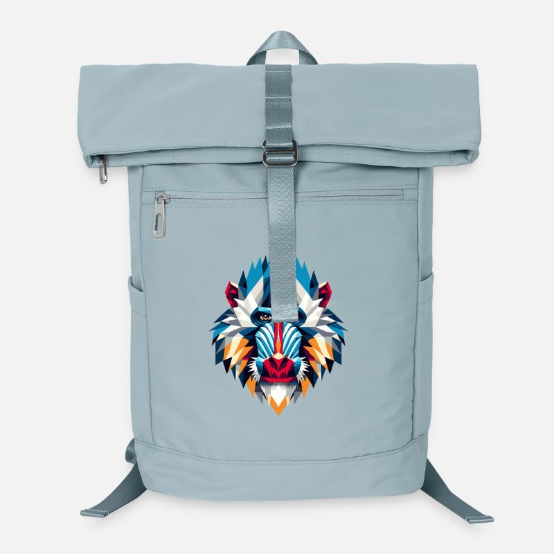 Colorful, Geometric Mandrill Monkey Polygons Motif Laptop Backpack