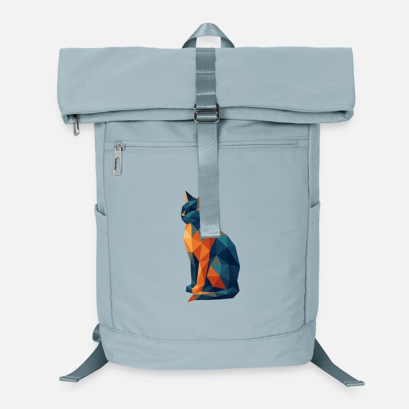 Geometrische Polygonkatze BlauOrange Laptop-Rucksack 