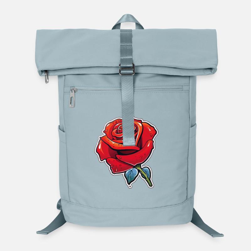 Dessin animé Rose Red Rose Dew Sac à dos ordinateur
