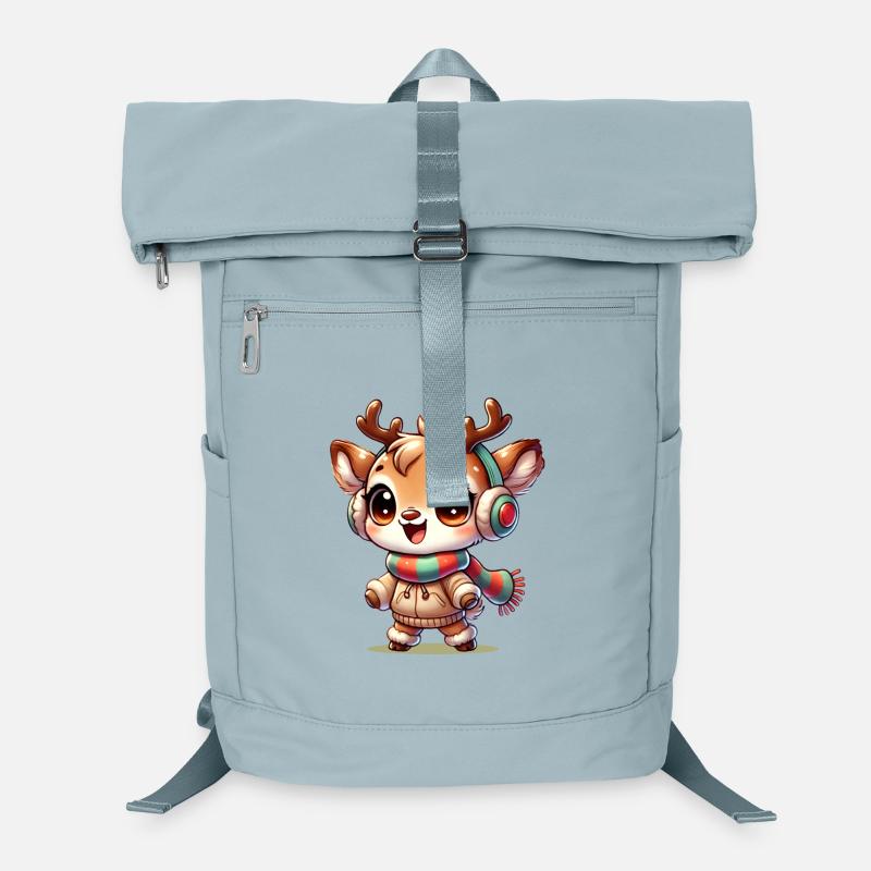 Süßes Rentier mit winterlichem Look mit Kopfhörer Laptop-Rucksack 