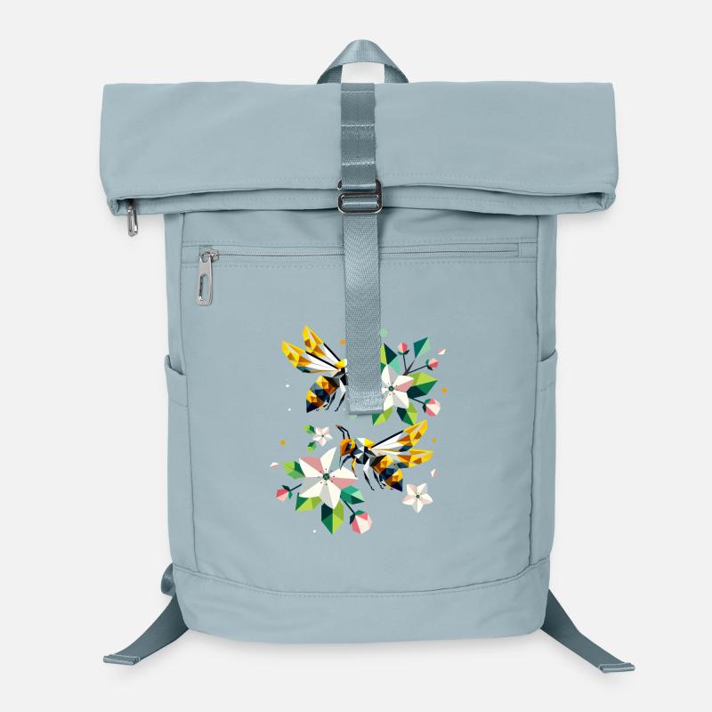 Bees and apple blossoms in harmonious colours Laptop Backpack