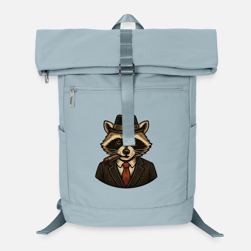 Eleganter Mafiaboss Waschbär im Anzug mit Hut Laptop Backpack
