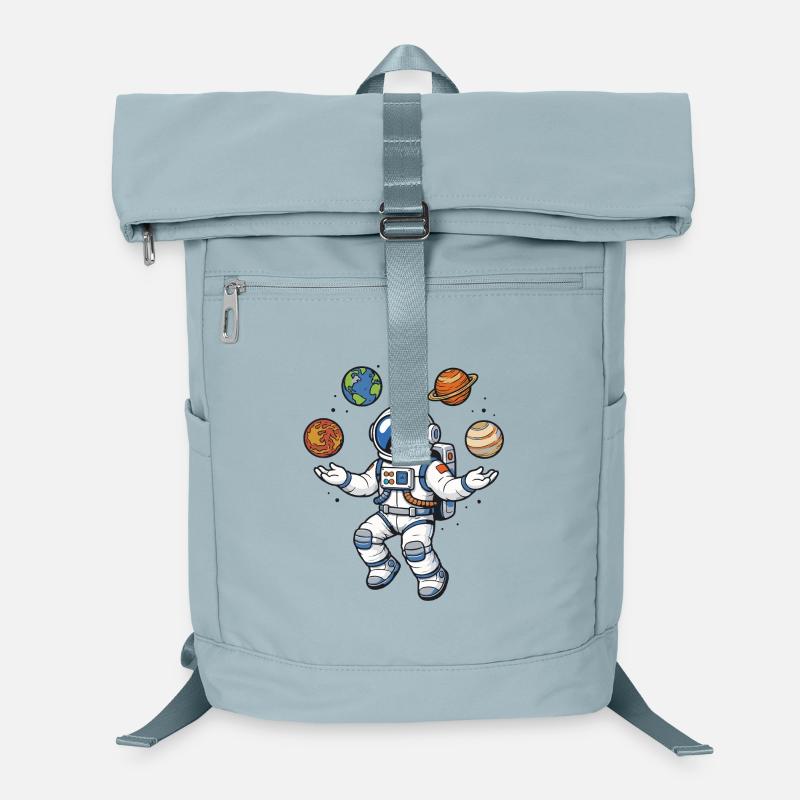 Astronaute flottant avec des planètes dans un style bande dessinée Sac à dos ordinateur