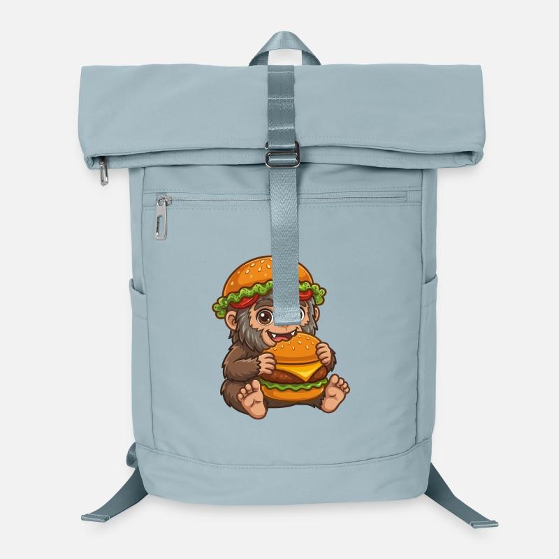 Mignon Sasquatch Bigfoot Cartoon Burger de restauration rapide Sac à dos ordinateur