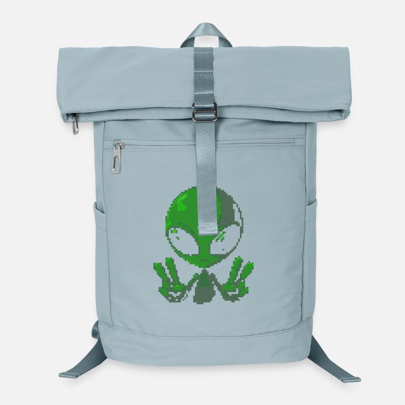Pixel grünes Alien-Friedenszeichen Laptop-Rucksack 