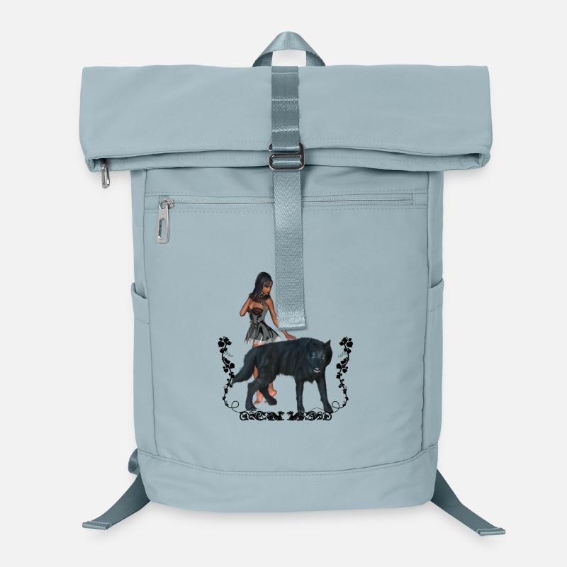 Fée renversante avec le loup Sac à dos ordinateur