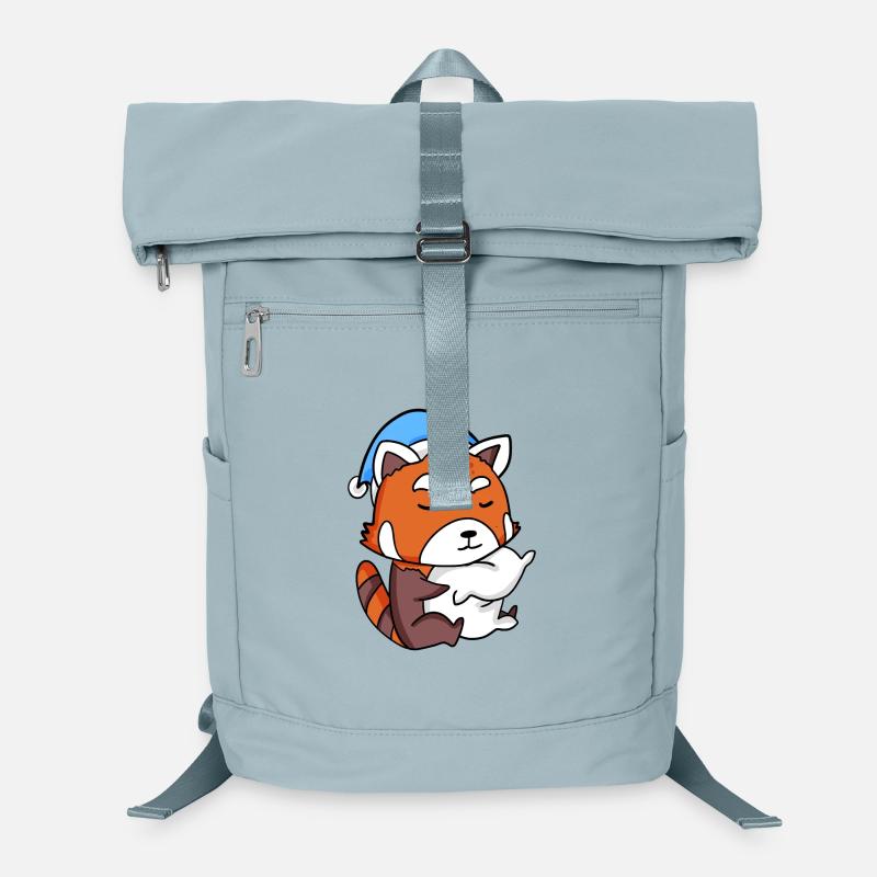 red panda with pillow and sleeping cap Laptop Backpack