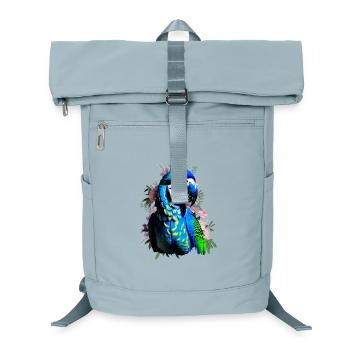 Blue macaw parrot on floral background - Laptop Backpack - ice blue - Front