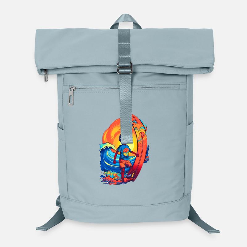 Surfender mit Sonnenstrahl-Motiv Laptop-Rucksack 