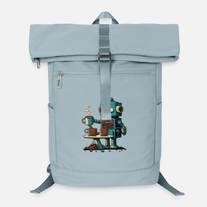Blechroboter macht Kaffee Laptop-Rucksack 