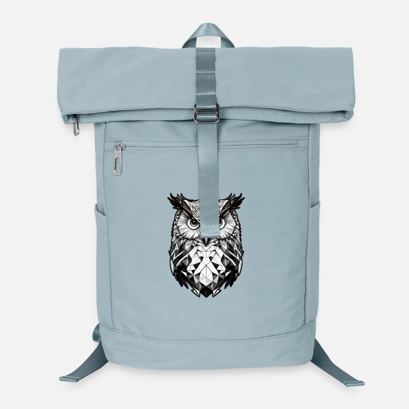 Geometrischer Eulenkopf schwarz weiss Laptop-Rucksack 