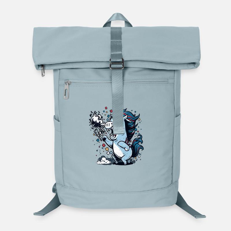 Une licorne en colère crache du feu Sac à dos ordinateur