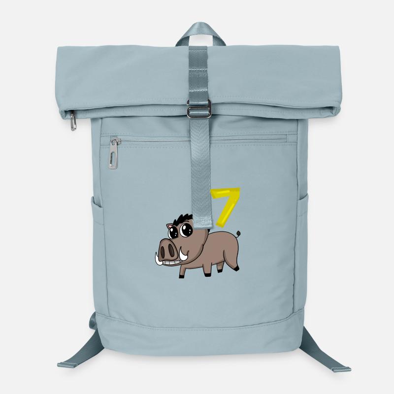 7th Birthday Motif Wild Boar - Seven Years Old Laptop Backpack