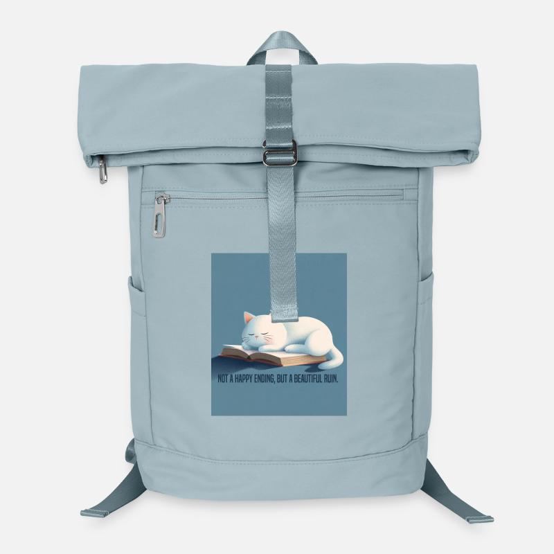 BookTok Aesthetic – Sleeping Cat & Beautiful Ruin Laptop Backpack